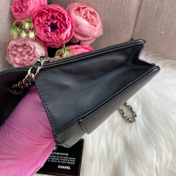 ❌SOLD ON E🅱️🅰️Y❌🌼 Chanel Caviar CC Timeless BLACK WOC With Card &dust bag SHW - Picture 13 of 17